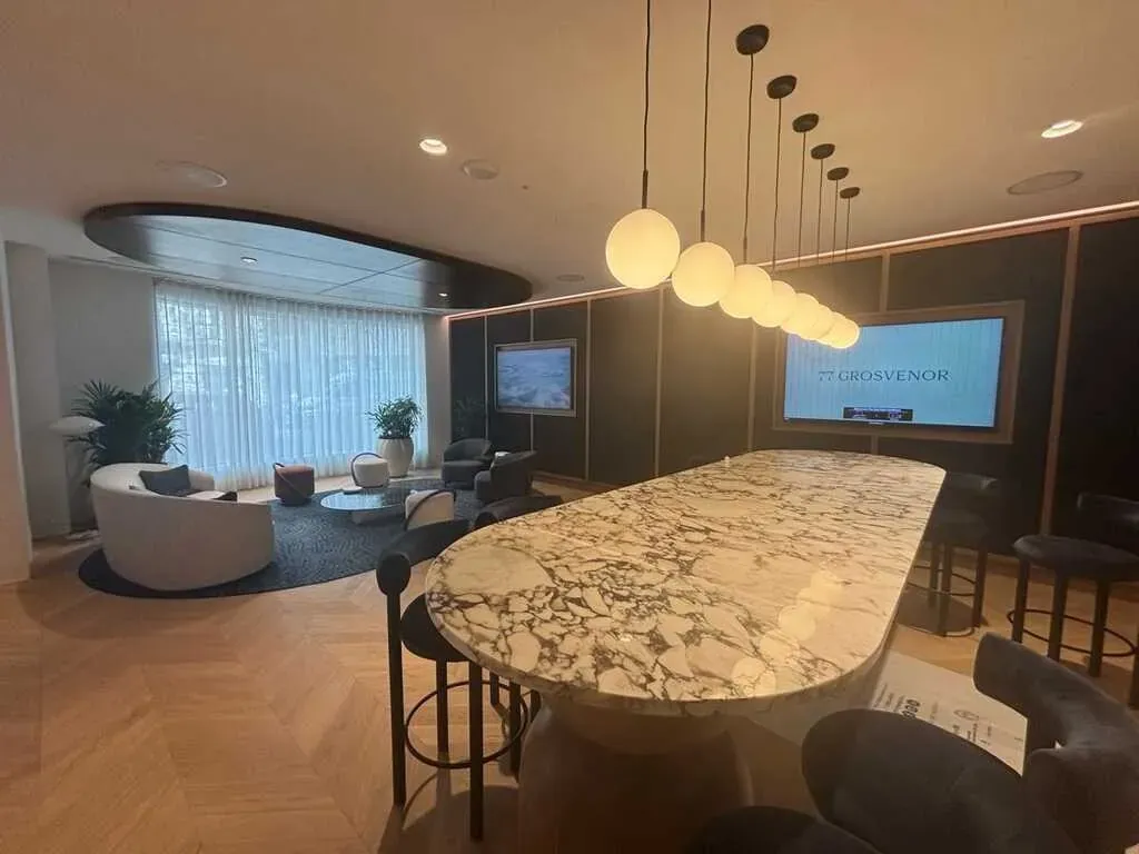 Meeting room with an oval table